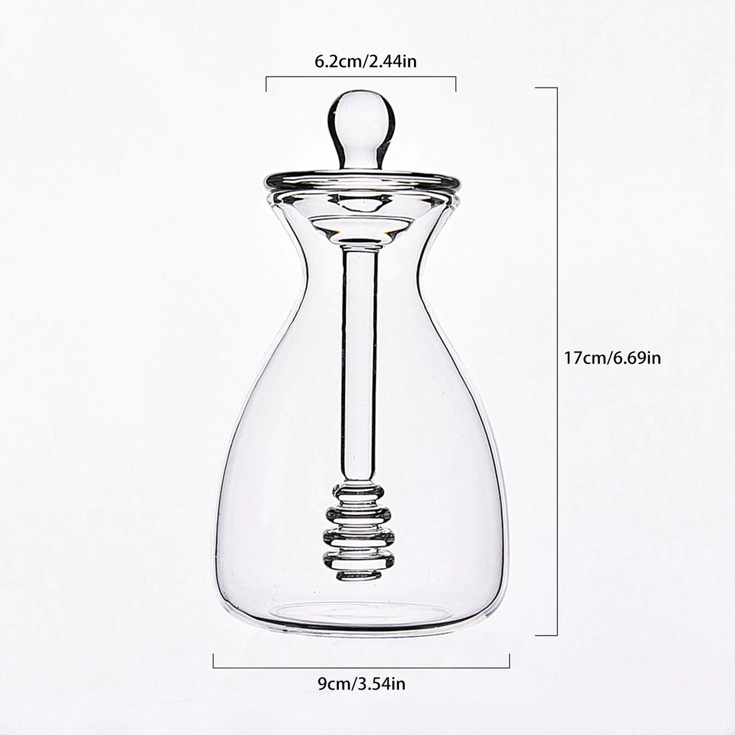 O9 O-Nine Honey Jar With Dipper Glass Honey Pot Lid