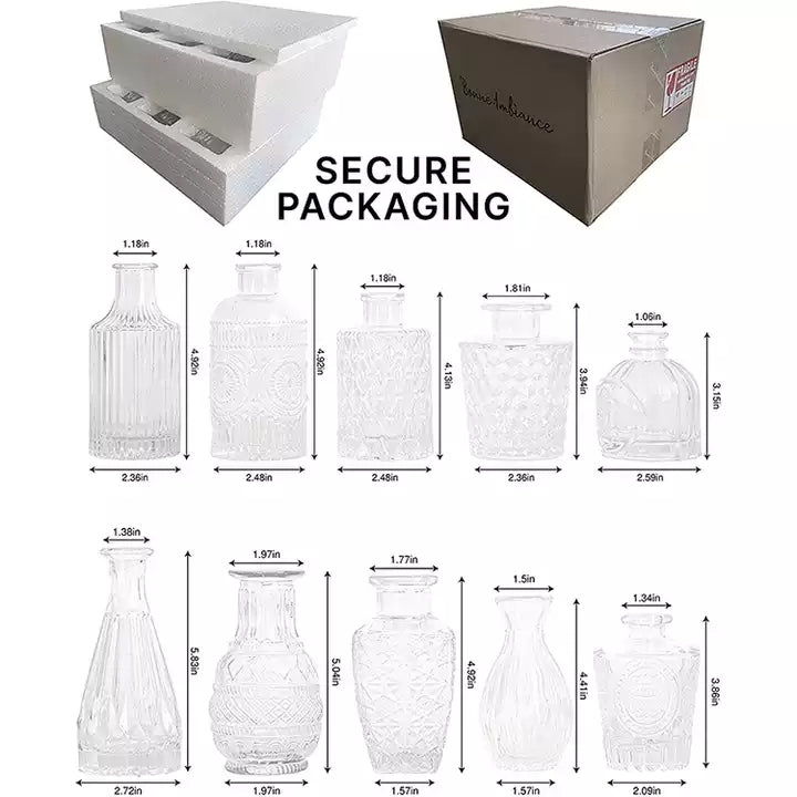 O9 O-Nine Glass Bud Vase Set of 10