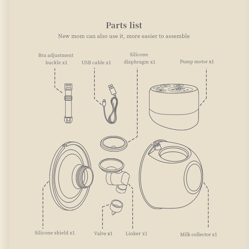 V2com Portable Electric Breast Pump - S12