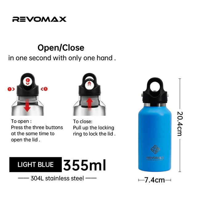 RevoMax 355/473/592/950ml Double Wall Stainles Steel Water Bottle