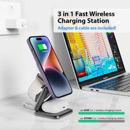 V2com 3 In 1 Foldable Magnetic Wireless Charger