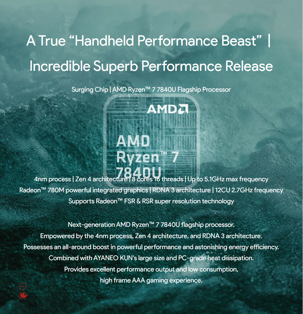 AYANEO KUN AMD Ryzen 7 7840U Handheld Gaming Console