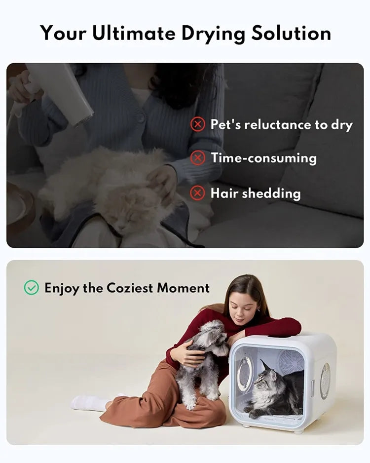 HOMERUN 50L 62L Pet Drying Box 900W 220V Automatic Hair Dryer for Cat Hair Blowing Machine Smart Small Dog Hair Dryer