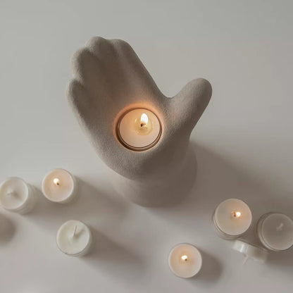Jellypaint original Handmade Art candle holders - "hand warm"