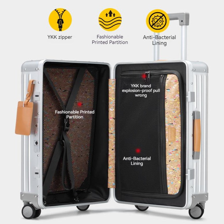 O9 O-Nine Dream traveller fingerprint lock luggage aluminum magnesium alloy trolley case universal wheel intelligent suitcase 20 inch boarding case