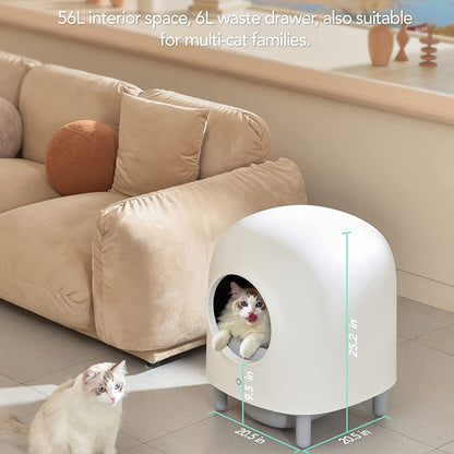 Self Cleaning Cat Litter Box APP Control Safety Protection Odor Removal Large Space For Multiple Cats Automatic No More Scooping