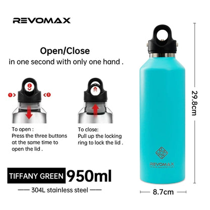 RevoMax 355/473/592/950ml Double Wall Stainles Steel Water Bottle