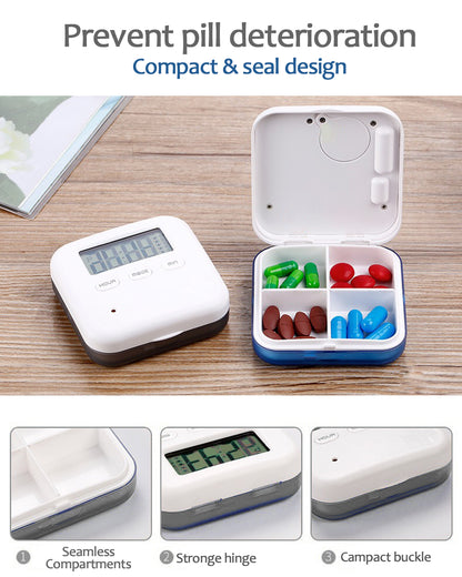 Jusinhel Alarm Pill Box - 4 Compartment - Grey