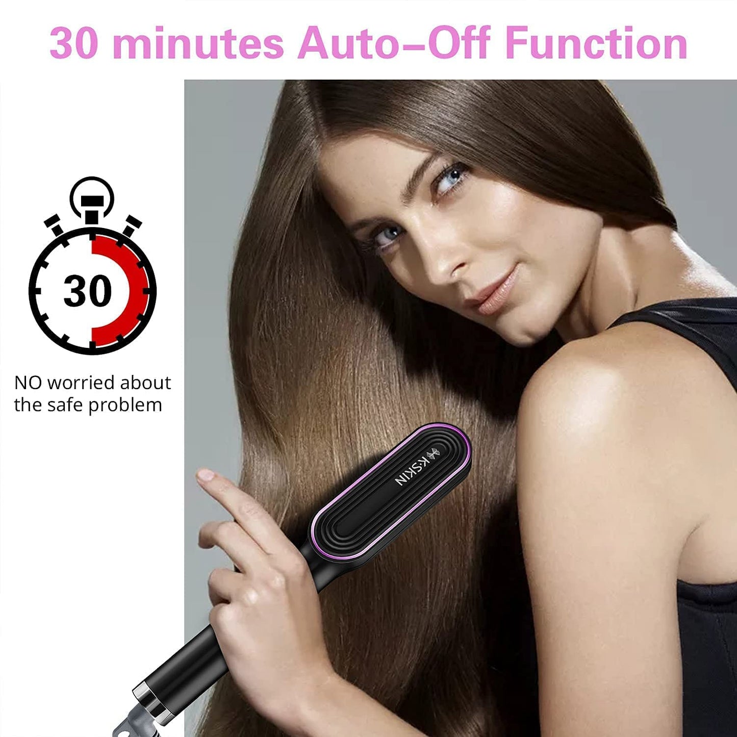 Kskin Fast Heating Hair Straightener Brush With Lcd