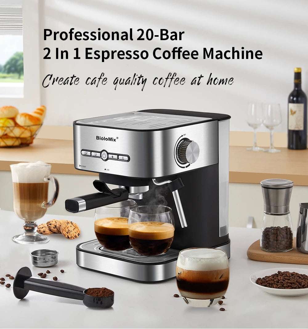 BioloMix 20 Bar 1050W Semi Automatic Espresso Coffee Machine  CM6866