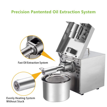 Biolomix New Stainless Steel Oil Press Machine Commercial Home Oil Extractor Expeller Presser
