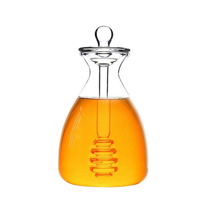 O9 O-Nine Honey Jar With Dipper Glass Honey Pot Lid