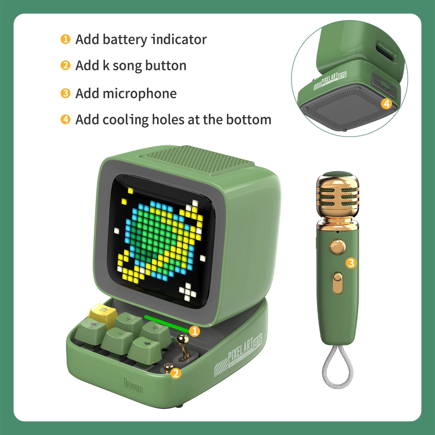 Divoom Ditoo-Mic Pixel Art Portable Bluetooth Speaker
