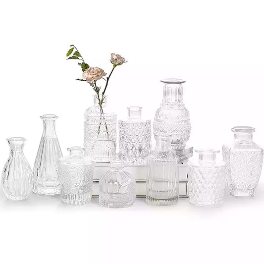 O9 O-Nine Glass Bud Vase Set of 10