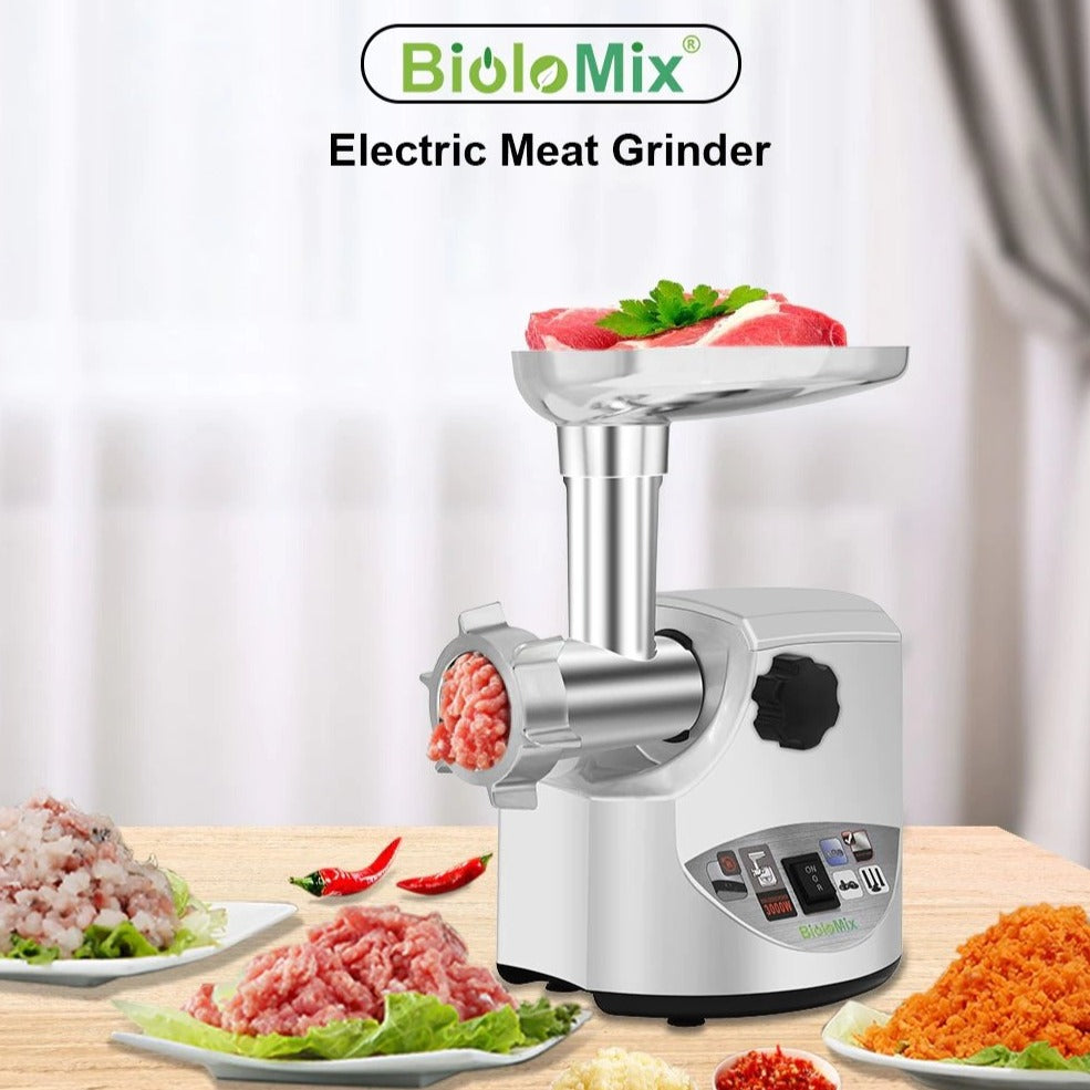 BioloMix Heavy Duty 3000W Max Powerful Electric Meat Grinder Home Sausage Stuffer Meat Mincer Food Processor dubai