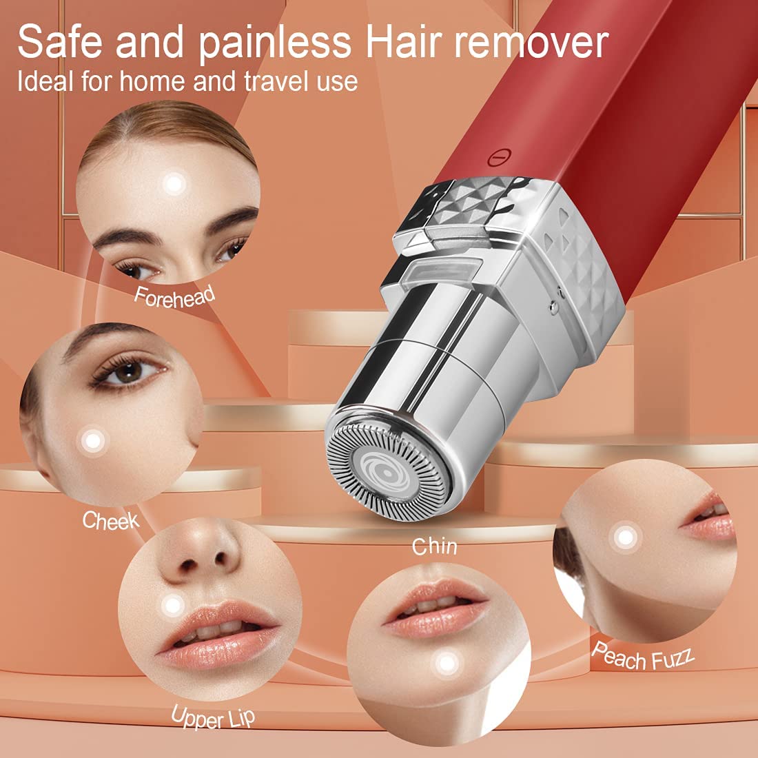KSkin Facial Hair Removal for Women, Painless Hair Remover Waterproof Face Shaver, Women's Facial Hair Epilator for Upper Lip Peach Fuzz Fine Hair Chin 