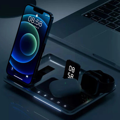 V2com Wireless Chargers Stand With Clock