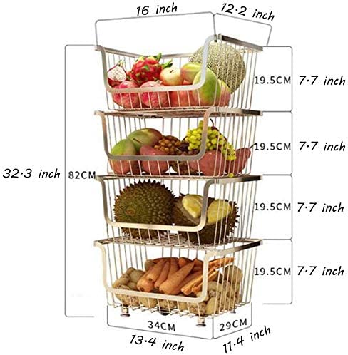 O9 O-Nine 4 Layer Metal Kitchen Storage Organizer Rack Stackable Fruit Vegetable Basket -(Tidying Up)