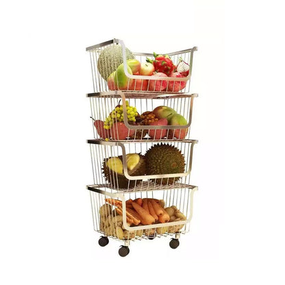 O9 O-Nine 4 Layer Metal Kitchen Storage Organizer Rack Stackable Fruit Vegetable Basket -(Tidying Up)