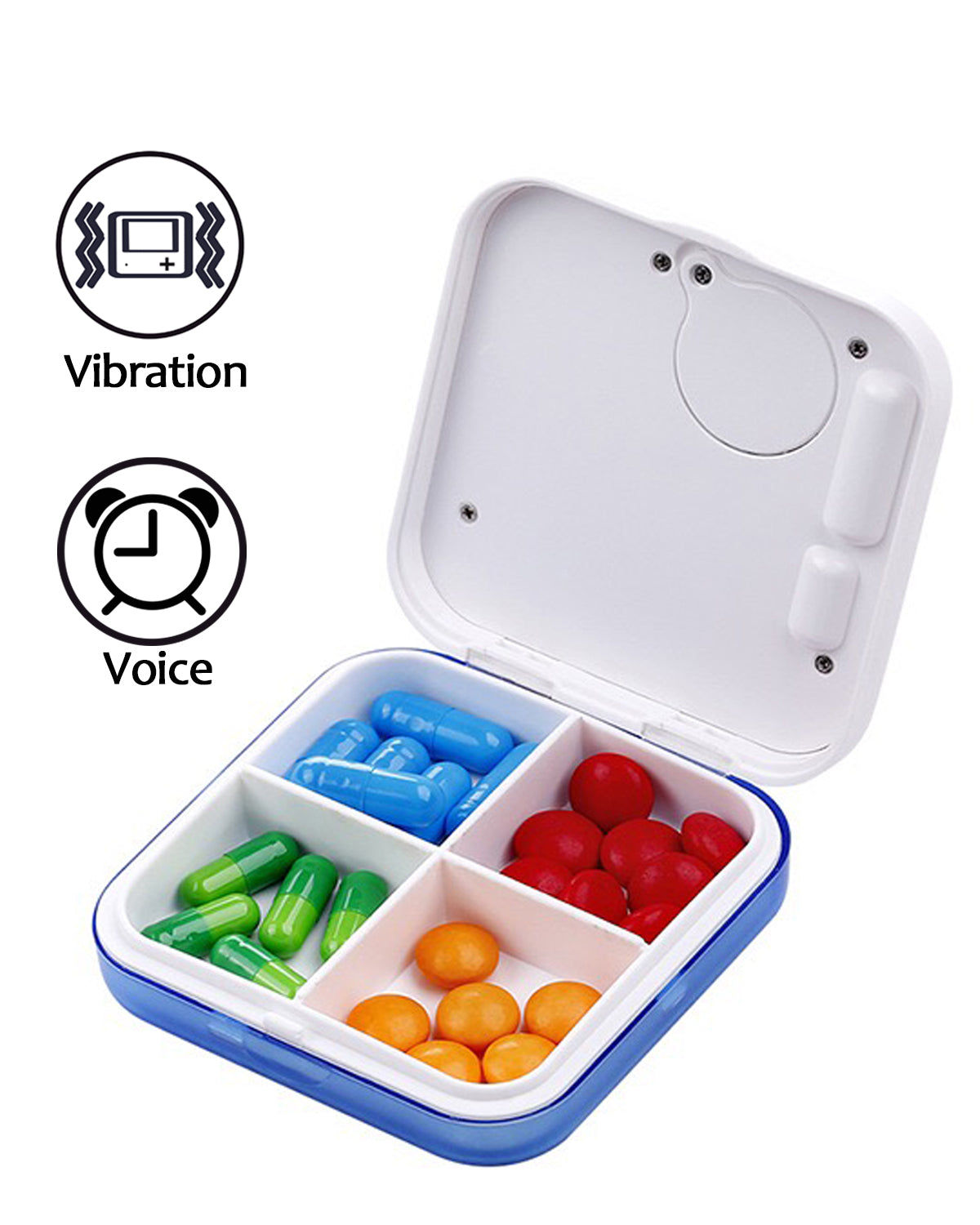 Jusinhel Alarm Pill Box - 4 Compartment - Blue