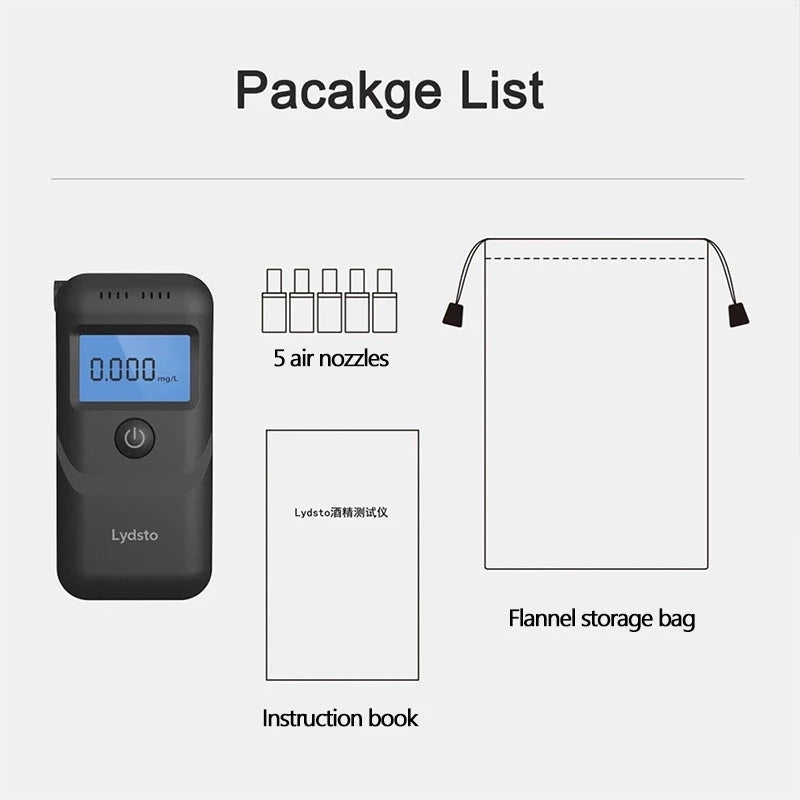 New Xiaomi Mijia Lydsto Digital Alcohol Tester Professional Alcohol  Detector Breathalyzer Police Alcotester LCD Display Dropship