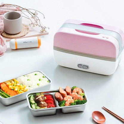 Bear Electric Heated Lunch Box Mini Rice Cooker Portable Heating Cooking Pot Multi Stainless Steel Inner Bento Box Food Warmer